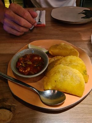 Empenaditas 12000 COP at Justo Restaurant in Medellin