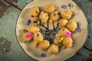 Aceitunas en tempura  at Justo Restaurant in Medellin