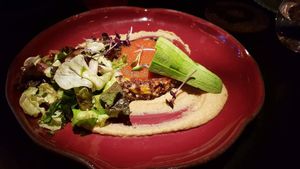 Quinoa cake at Justo Restaurant in Medellin