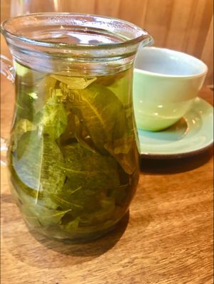 Mate de coca at Justo Restaurant in Medellin