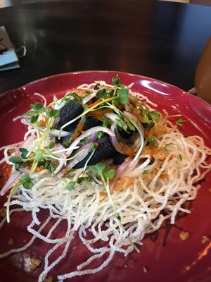 Causa Negra  at Justo Restaurant in Medellin