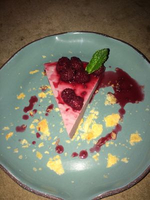 Cheesecake at Justo Restaurant in Medellin