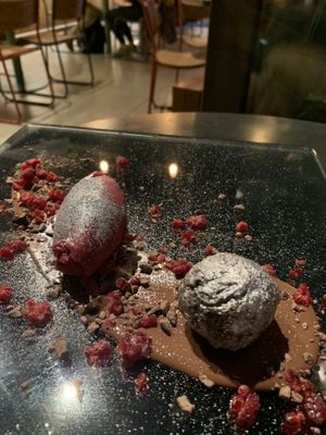 Chocolate truffle desert  at Justo Restaurant in Medellin