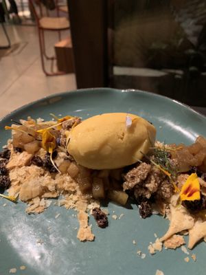 Deconstructed strudel at Justo Restaurant in Medellin