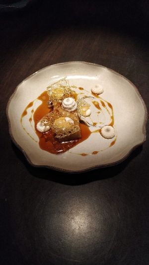 Flan de coco at Justo Restaurant in Medellin