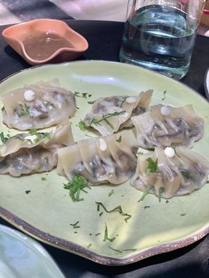 Delicious Mushroom Gyoza at Justo Restaurant in Medellin
