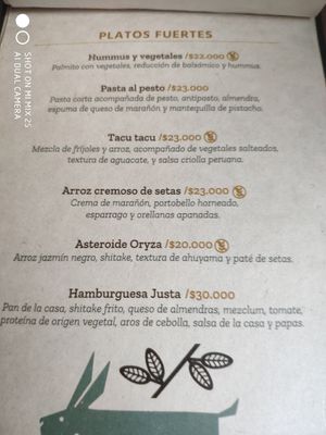 Menú Marzo 2020 at Justo Restaurant in Medellin