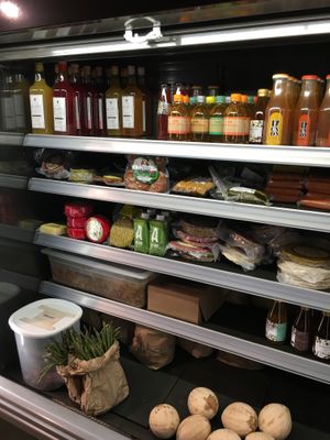 Selling products too - I recommend the vegan cheddar!! at Justo Restaurant in Medellin