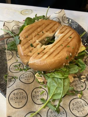 Bagel with “tuna" at STHLM Brunch Club in Stockholm