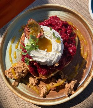 Summer special American pancakes (vegan)  at STHLM Brunch Club in Stockholm