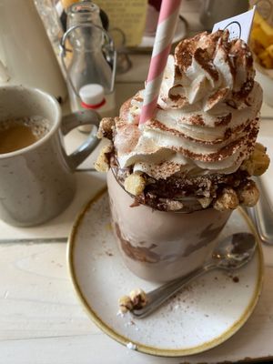 Vegan donutella freak shake without the doughnut at STHLM Brunch Club in Stockholm