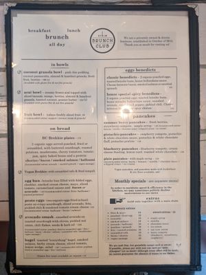 Menu 1 at STHLM Brunch Club in Stockholm