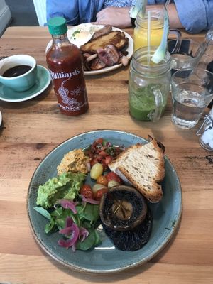 Vegan, vegetarian, and meat options at STHLM Brunch Club in Stockholm