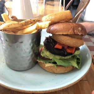 The vegan burger   at STHLM Brunch Club in Stockholm