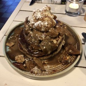 Apple and pear pancakes made vegan   at STHLM Brunch Club in Stockholm