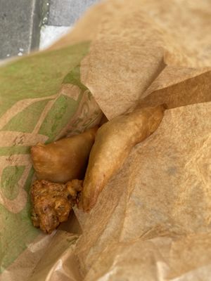 Samosas and pakora   at Real Foods in Edinburgh