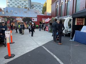 Some more of the cooked food stalls at the Farm Gate Market.   at Farm Gate Market in Hobart