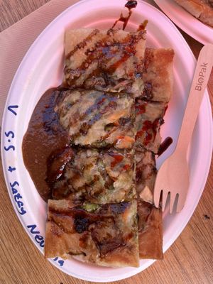 Vegan Thai pancake option  at Farm Gate Market in Hobart