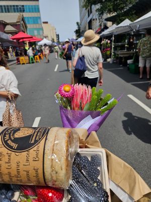 Many vegan goodies! at Farm Gate Market in Hobart