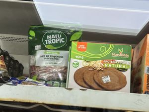 Vegan meat   at Proinsular Market in Puerto Ayora