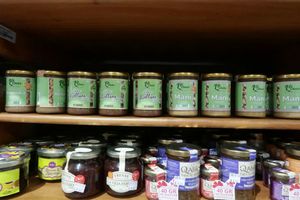 Nut creams at Proinsular Market in Puerto Ayora