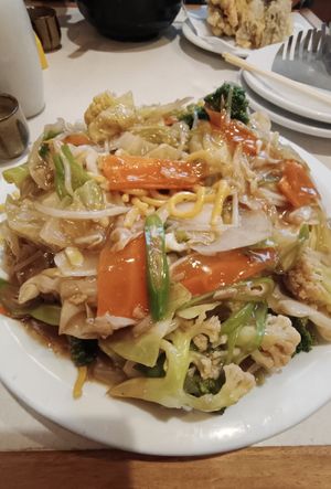 Yasai yakisoba is a lot of food at Hinode in Sao Paulo