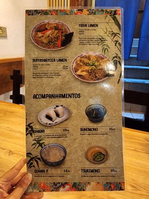 Menu at Hinode in Sao Paulo