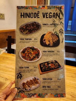 Menu at Hinode in Sao Paulo