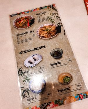 Menu at Hinode in Sao Paulo