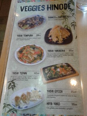 Veggie Menu at Hinode in Sao Paulo