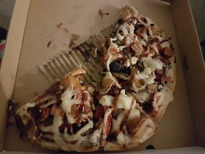 BBQ Pork vegan pizza at Slice Pizza & Pasta - Veganism Pizzeria in South Brisbane