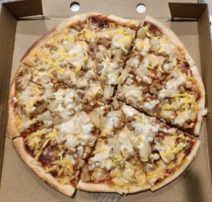 Vegan Hawaiian pizza at Slice Pizza & Pasta - Veganism Pizzeria in South Brisbane