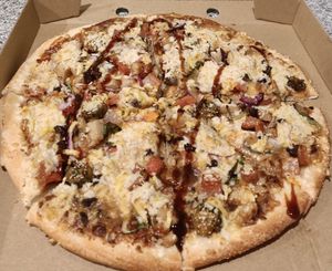 Meat lovers pizza at Slice Pizza & Pasta - Veganism Pizzeria in South Brisbane