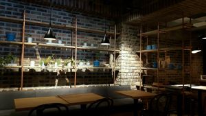 sitting area at Blue Tree Cafe in Tokyo