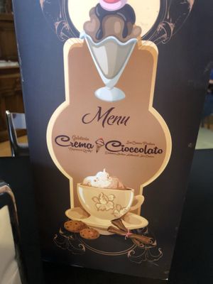 Menu at Gelateria Crema e Cioccolato in Scarborough