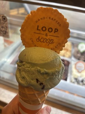 Mint chocolate chip one scoop  at Loop & Scoop in Glasgow