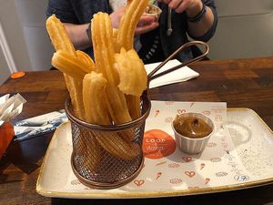 Churros and biscoff dip  at Loop & Scoop in Glasgow