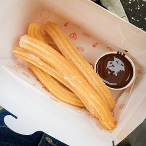 churros with dark chocolate at Loop & Scoop in Glasgow