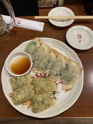 both vegan sorts of gyoza they serve  at Chao Chao Gyoza Shijo-Kawaramachi in Kyoto