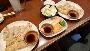 We ordered 2 vegan Gyoza sets. You can choose a side small dish too. at Chao Chao Gyoza Shijo-Kawaramachi in Kyoto
