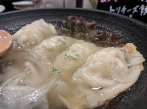 Mushroom and rice gyoza, with soup. at Chao Chao Gyoza Shijo-Kawaramachi in Kyoto