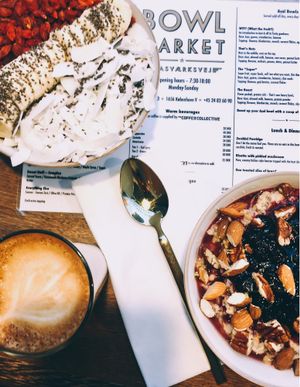 Delicious breakfast options  at Bowl Market in Copenhagen