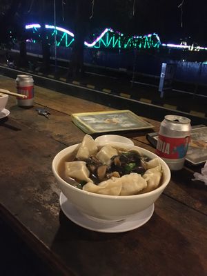 Vegan noodle soup   at Ecran Noodles in Kampot