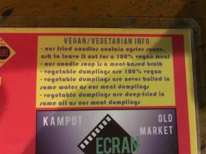 Vegan/ vegetarian info at Ecran Noodles in Kampot