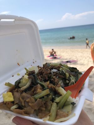 Rice with 4 dish choices on top :))  at Vegetarian Food - Amphoe Thalang in Phuket