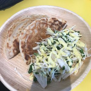 Stuffed paratha with slaw! Delicious! at BBVegan in Chichester