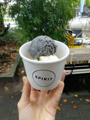 Black Sesame & Almond icecream. at Spirit in Rotterdam