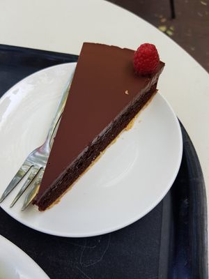 Rich chocolate cake at Spirit in Rotterdam