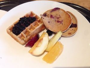 Pancakes and waffles for dessert at Spirit in Rotterdam