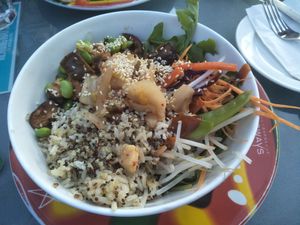 Korean Buddha bowl at Hemingway's By The Bay in Outlying Islands